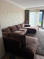 Bankstel bruin velvet 3 jaar oud, Gebruikt, 100 tot 125 cm, Hoekbank, 300 cm of meer