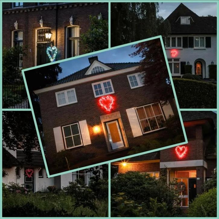 Hartekrans met Rode LEDs - Ø 70 cm, Tuin en Terras, Buitenverlichting, Minder dan 50 watt, Netvoeding, Ophalen of Verzenden
