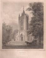 Zeyst Zeist De Kerk Staalgravure Terwen 1858, Antiek en Kunst, Ophalen of Verzenden