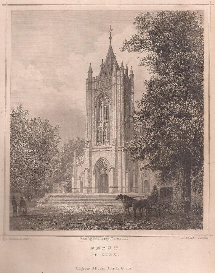 Zeyst Zeist De Kerk Staalgravure Terwen 1858, Antiek en Kunst, Kunst | Etsen en Gravures, Ophalen of Verzenden