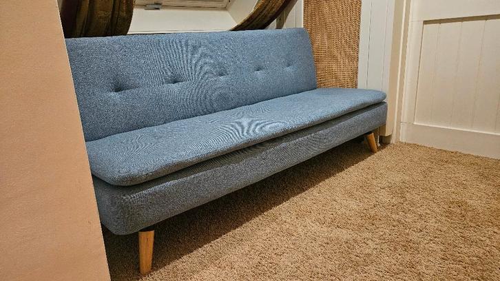 Slaapbank, Huis en Inrichting, Slaapkamer | Slaapbanken, Zo goed als nieuw, 180 cm, 190 cm of minder, Eenpersoons, Blauw, Ophalen