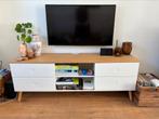 Tv meubel wit/hout, Eikenhout, Zo goed als nieuw, Minder dan 100 cm, 25 tot 50 cm