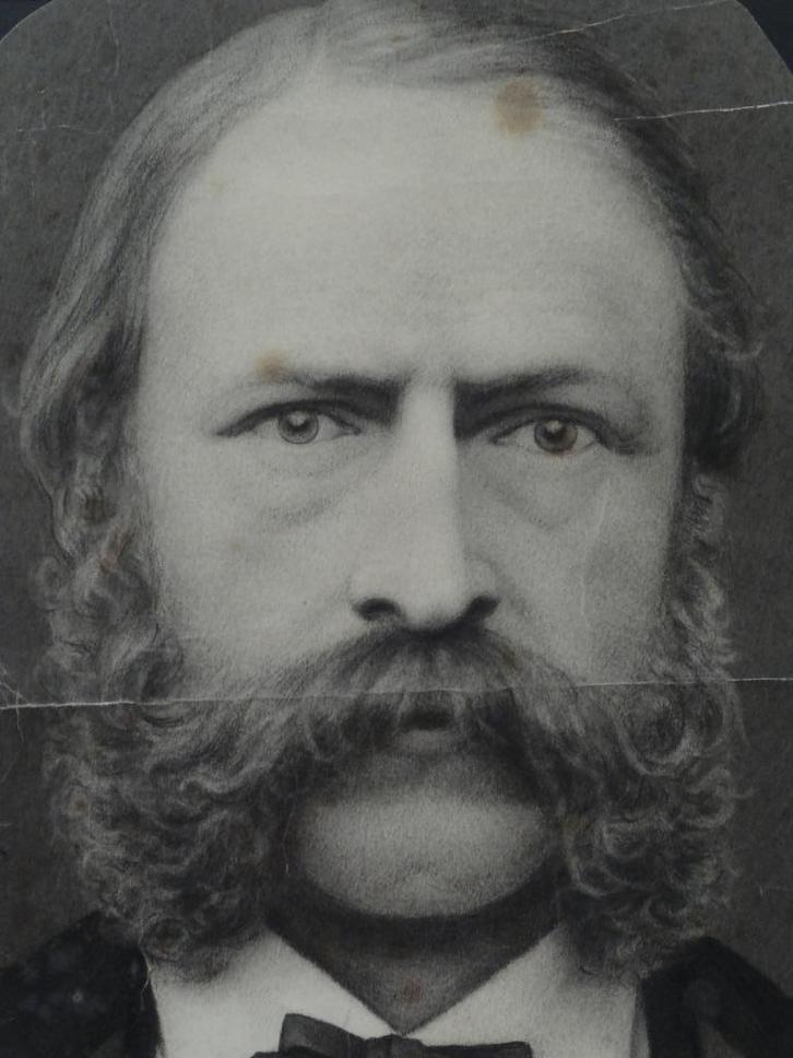 tekening portret van man met snor barbier 1900 ongesigneerd, Antiek en Kunst, Kunst | Tekeningen en Foto's, Verzenden