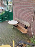 Gevelbank Amsterbankje 2x met tafels, Ophalen, Zo goed als nieuw