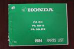 HONDA PA50 PA50S DX camino 1984 parts list onderdelen boek, Fietsen en Brommers, Ophalen of Verzenden