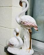 BASSANO keramisch beeld flamingo en zwaan 24k verguld, Antiek en Kunst, Antiek | Keramiek en Aardewerk, Ophalen of Verzenden