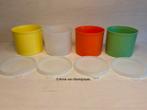 Vier vintage Tupperware voorraadbussen doorsnee 10 cm, Huis en Inrichting, Keuken | Tupperware, Ophalen of Verzenden, Gebruikt