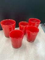 Mooie rode Dutz bloempotten, Ophalen, Gebruikt, Glas, Minder dan 50 cm