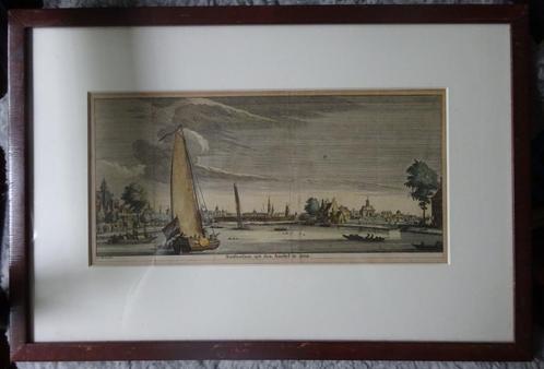 Gravure A.Stork: Amsterdam gezien vanaf de Amstel, Antiek en Kunst, Kunst | Etsen en Gravures, Ophalen