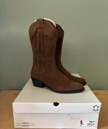 Nieuwe 5th Avenue cowboylaarzen, maat 39, echt suède leer beschikbaar voor biedingen