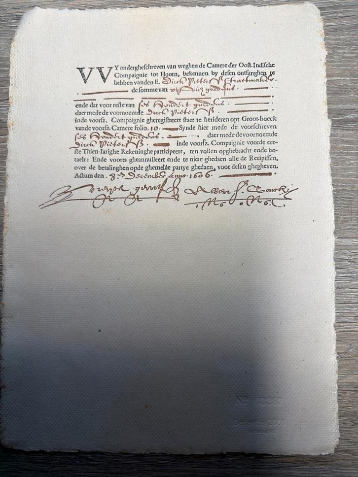 VOC Replica Aandeel uit 1604, Verzamelen, Overige Verzamelen, Ophalen of Verzenden