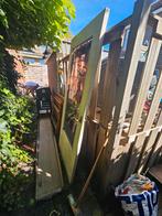 Gafe Glas in lood deur paars glas, Doe-het-zelf en Verbouw, Deuren en Horren, Ophalen, Gebruikt, 80 tot 100 cm, Glas