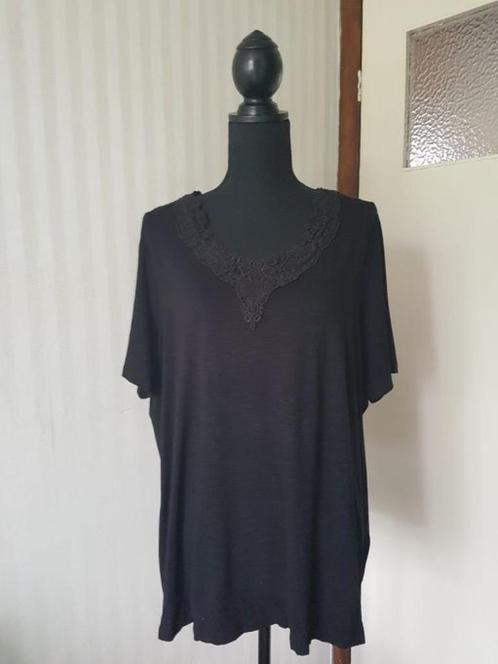 Nette klassieke zwarte Canda top met kant 42 L rekt mee., Kleding | Dames, Tops, Gedragen, Maat 42/44 (L), Zwart, Korte mouw, Verzenden