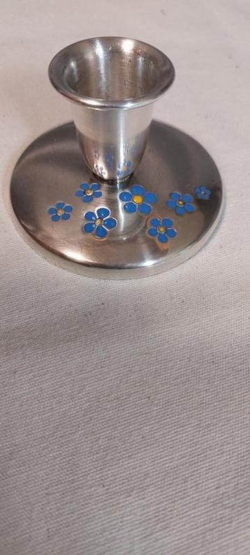 Meka denmark kandelaar emaille bloemen blauw geel beschikbaar voor biedingen