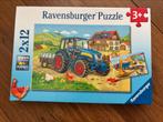 Puzzel tractor en graafmachine | 2x12 stukjes, Ophalen of Verzenden, 10 tot 50 stukjes, Zo goed als nieuw