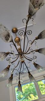 Design Kroonluchter met Murano Kapjes, Huis en Inrichting, Lampen | Kroonluchters, Ophalen of Verzenden, Gebruikt, Glas, Design