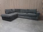 ZGAN - Woood 'Thomas' Hoekbank Ribstof Antraciet, 250 tot 300 cm, Hoekbank, Ophalen of Verzenden, Zo goed als nieuw