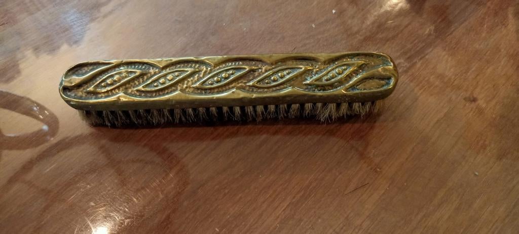 Vintage kledingborstel met messing handvat, Ophalen of Verzenden