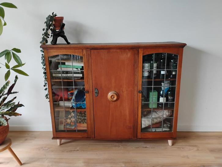 Dressoir glas in lood, Huis en Inrichting, Kasten | Dressoirs, Gebruikt, 150 tot 200 cm, 25 tot 50 cm, Glas, Ophalen