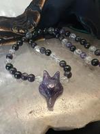 Shungiet shungite bergkristal amethist wolf hanger totem, Paars, Nieuw, Ophalen of Verzenden, Met edelsteen