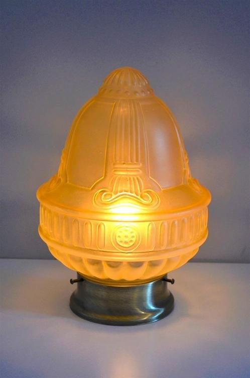 Gesatineerde Art-Deco / Art-Nouveau lamp - aantal aanwezig, Huis en Inrichting, Lampen | Plafondlampen, Gebruikt, Glas, Metaal