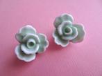 jwg Vintage 60s mint groen bloem bloemen oorbellen clips, Verzenden, Overige materialen, Oorbellen