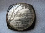 Oud Frans  Poederdoosje met Landschap Afbeelding - 6.5 cm, Antiek en Kunst, Curiosa en Brocante, Verzenden