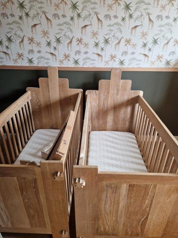 2 Eikenhouten Ledikantjes + aerosleep matras - handgemaakt beschikbaar voor biedingen