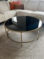 Belliani salon tafel zwart met goud glas en metaal rond, Huis en Inrichting, Tafels | Salontafels, Ophalen, 50 tot 100 cm, Rond