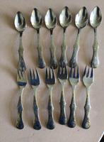 6 biedermeier gebaksvorkjes, 6 theelepels, Ophalen of Verzenden, Gebruikt, Overige materialen, Los bestek