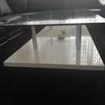 Wit glas salon tafel, Huis en Inrichting, Ophalen, 100 tot 150 cm, 50 tot 100 cm, Minder dan 50 cm