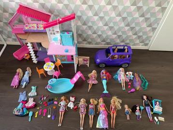 Barbie Huis Malibu Villa + SUV + Zwembad + poppen + acc. beschikbaar voor biedingen