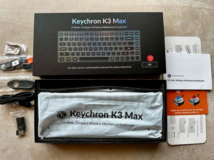 Keychron K3 Max, Low Profile, UK-ISO, RGB backlight, QMK/VIA, Computers en Software, Toetsenborden, Zo goed als nieuw, Qwerty