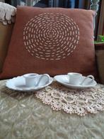 2 Brocante Porseleinen Blakers Kandelaars ** Mimosa **, Ophalen of Verzenden
