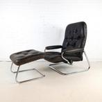 Vintage relaxfauteuil met voetenbank, Huis en Inrichting, Fauteuils, Ophalen, Gebruikt, X, 50 tot 75 cm