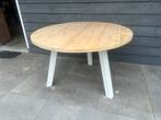 Ronde houten eettafel / houten tuintafel stalen poten wit, Tuin en Terras, Tuintafels, Ophalen, Nieuw, Rond, Hout