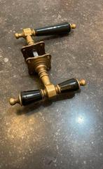1x set Deurklinken Retro 1900 antiek messing & hout deurkruk, Antiek en Kunst, Ophalen of Verzenden