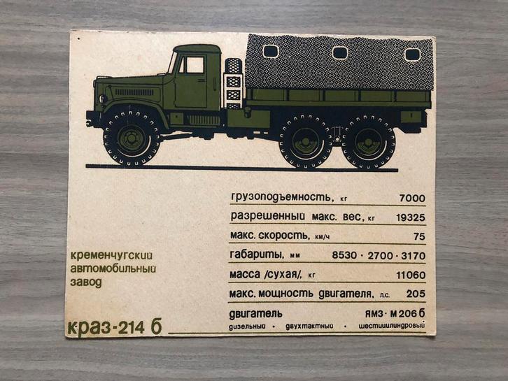 USSR Technische School Tekening KRAZ-214, Antiek en Kunst, Kunst | Niet-Westerse kunst, Ophalen of Verzenden