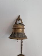 Antieke bronzen bel met blad, Huis en Inrichting, Woonaccessoires | Overige, Ophalen of Verzenden, Gebruikt