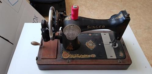 Singerhandnaaimachine in houten koffer, Verzamelen, Retro, Overige typen, Ophalen