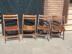 4 Vintage Houten Klapstoelen, Gebruikt, Bruin, Ophalen of Verzenden, Vier