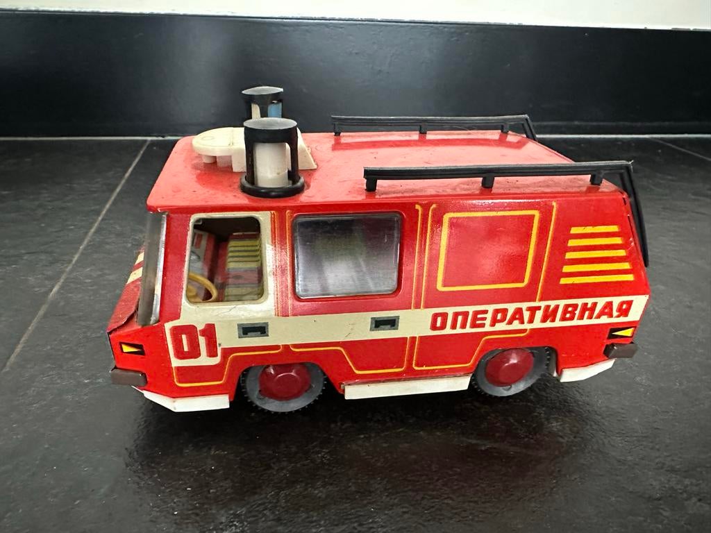 Vintage Blikken Brandweerauto Speelgoed, Antiek en Kunst, Antiek | Speelgoed, Ophalen of Verzenden