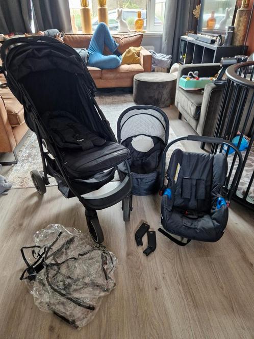 3 in 1 kinderwagen met reiswieg en maxicosi. Zwart., Kinderen en Baby's, Kinderwagens en Combinaties, Zo goed als nieuw, Overige merken