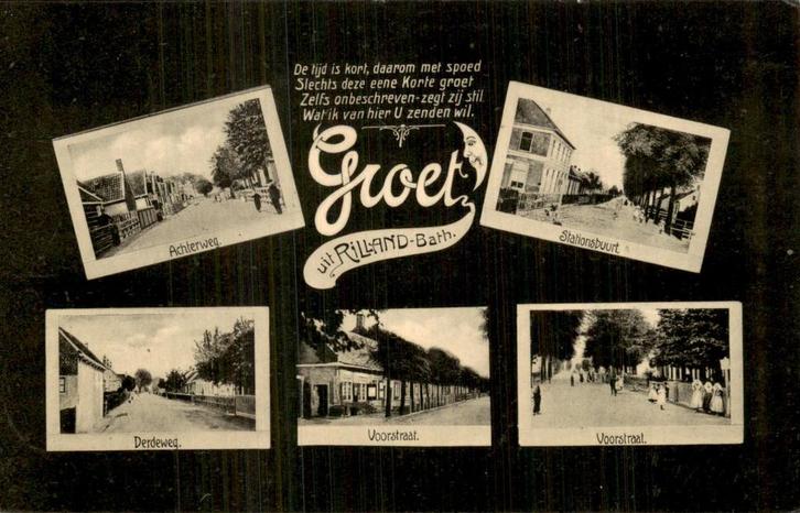 Rilland-Bath - Diverse straten, Verzamelen, Ansichtkaarten | Nederland, Gelopen, Zeeland, Voor 1920, Ophalen of Verzenden