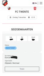 Fc utrecht fc twente ticket cityside, Tickets en Kaartjes, Sport | Voetbal, Losse kaart, Eén persoon, December