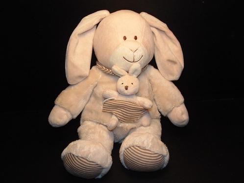 NICOTOY KONIJN MET KLEINTJE VELOURS CREMEKLEURIG MET ROOMWIT, Kinderen en Baby's, Speelgoed | Knuffels en Pluche, Nieuw, Konijn