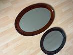 2 Mahonie spiegels met facetglas., Ophalen of Verzenden, Ovaal, Minder dan 50 cm, Minder dan 100 cm