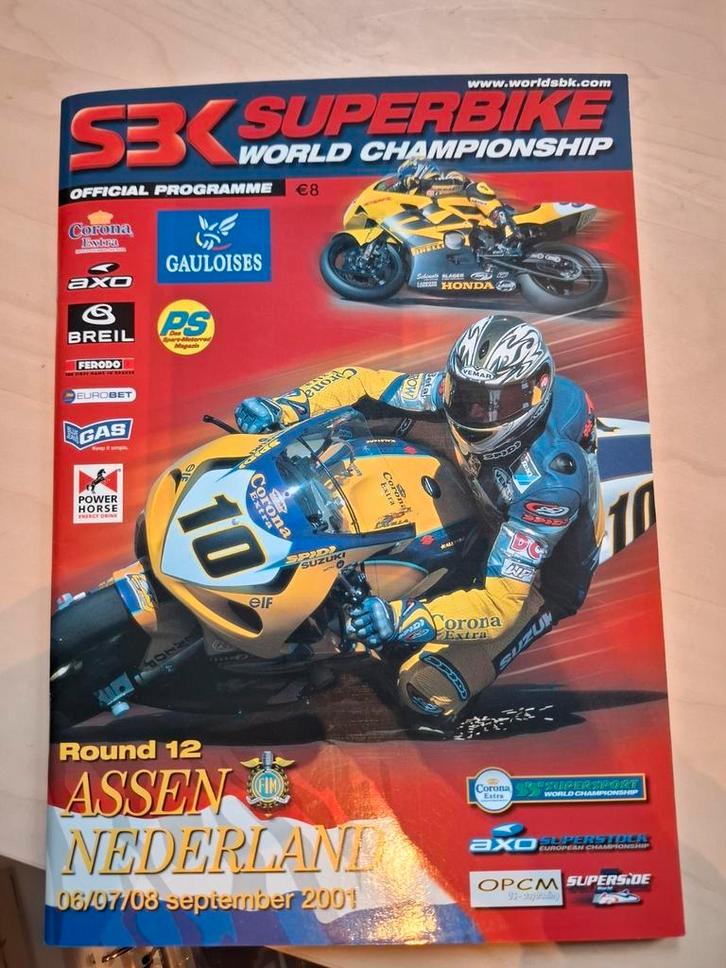 Gesigneerd programmaboekje WSBK Assen 2001, Verzamelen, Automerken, Motoren en Formule 1, Zo goed als nieuw, Motoren, Ophalen of Verzenden