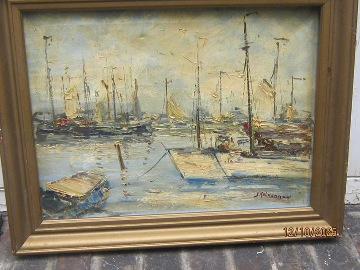 Jan KELDERRMAN, Mooi Impressionistisch Havengezicht, Antiek en Kunst, Kunst | Schilderijen | Klassiek, Ophalen