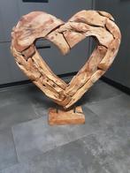 Groot decoratief teakhouten hart hoogte 70cm breedte 62cm, Ophalen
